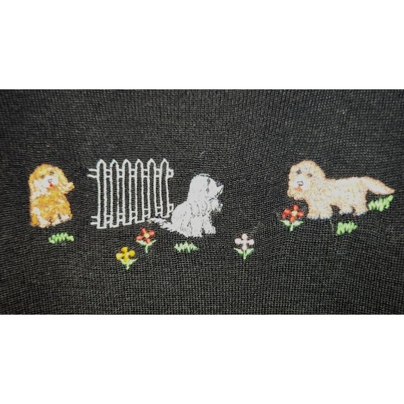 Vintage Cyn Les Womens Medium Black Shirlee Designs Embroidered Sweater Dogs‎ - Picture 2 of 9